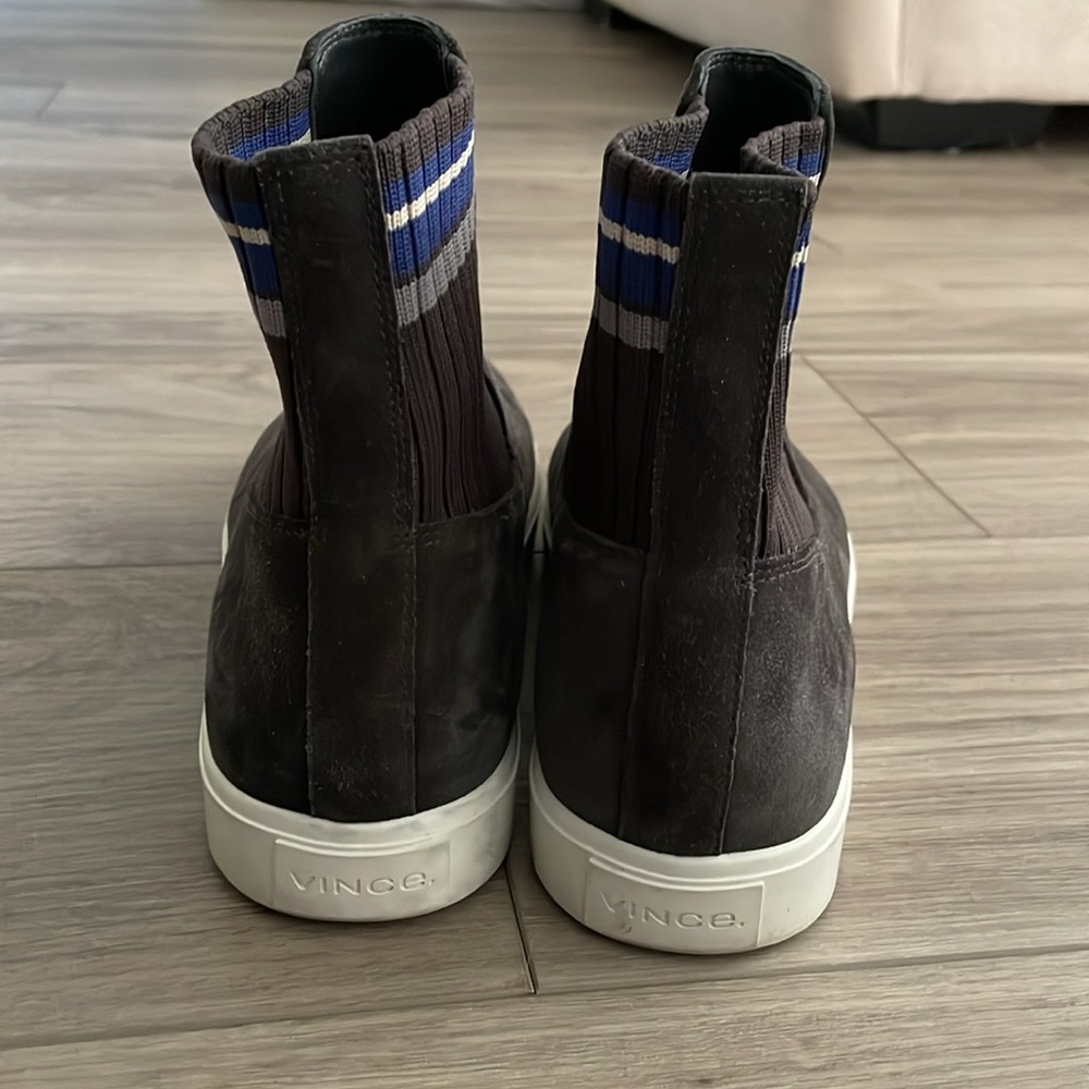 Vince Newlyn Charcoal Suede High Top Sneakers - Picture 2 of 5
